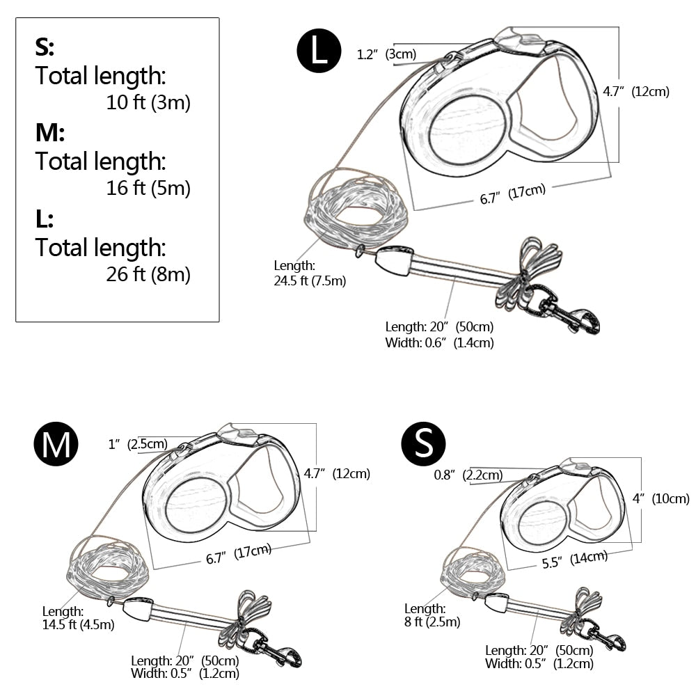 Retractable Dog Leash 3m 5m 8m