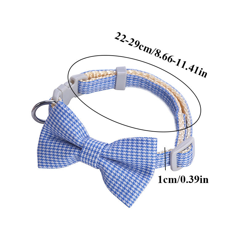 1pc Plaid Print Pet Adjustable Bow Tie Collar Necktie