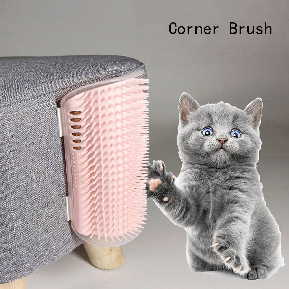 Cat Massage Brush; Self Groomer Comb With Catnip Cat Rubs