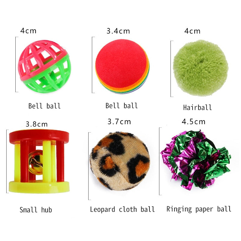 20 Sets Cat Interactive Toy Rainbow Ball Cat Toy