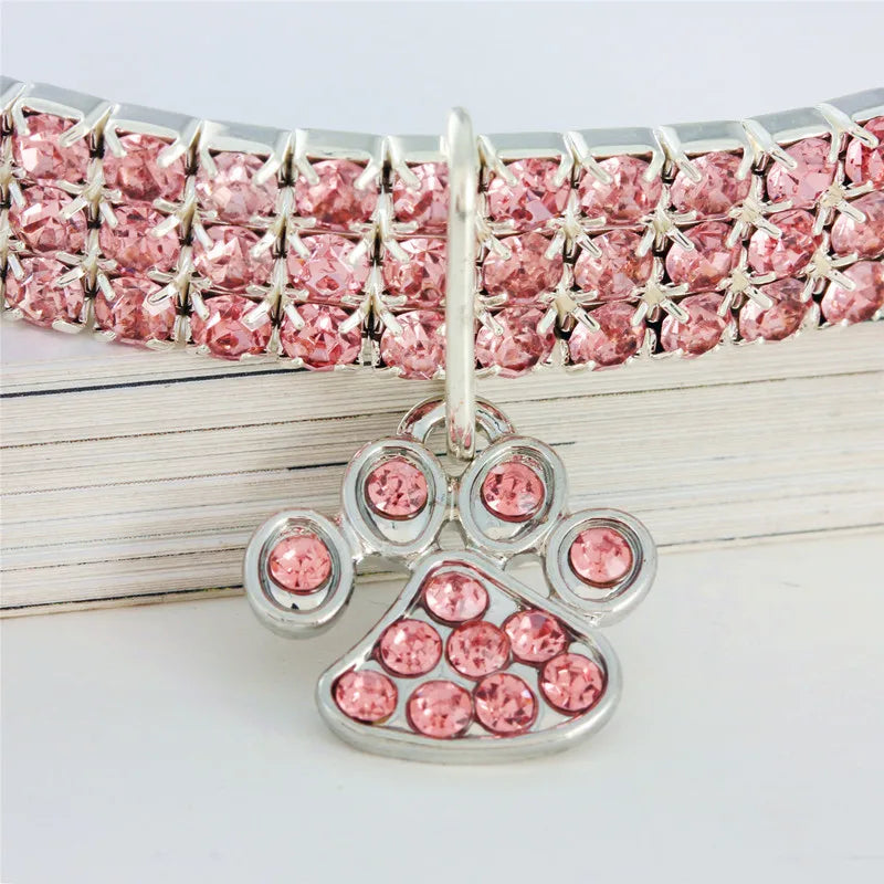 Paw Rhinestone Dog Collar