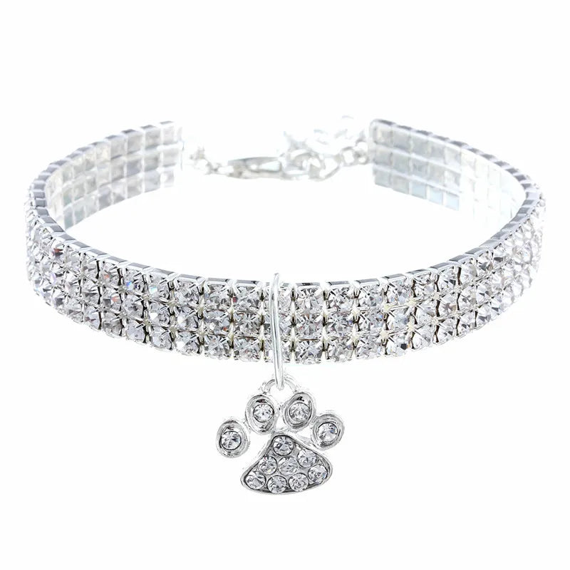 Paw Rhinestone Dog Collar