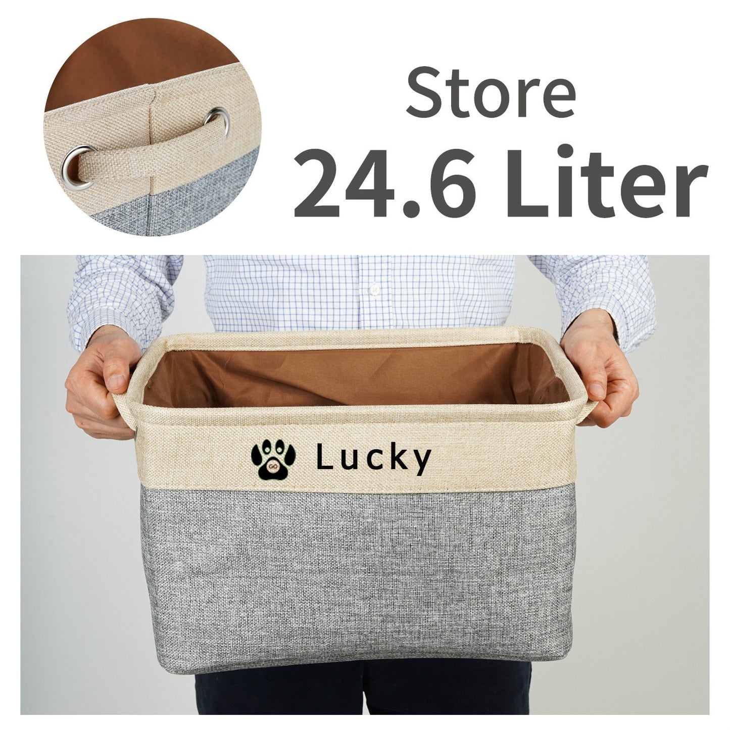 Personalized Pet Dog Toy Storage Basket Canvas