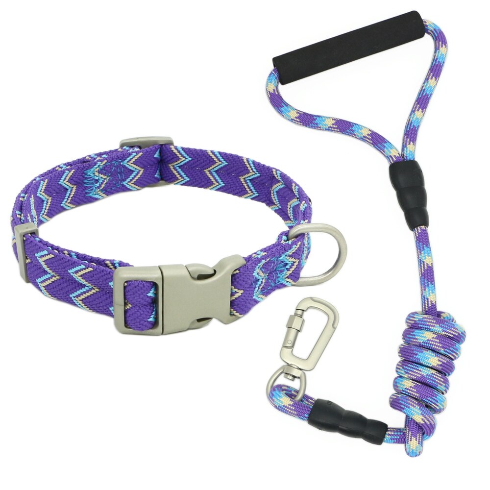 Nylon Dog Collars Leashes Adjustable S-XL