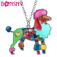 Bonsny Enamel Alloy Fashion Poodle Dog Necklace