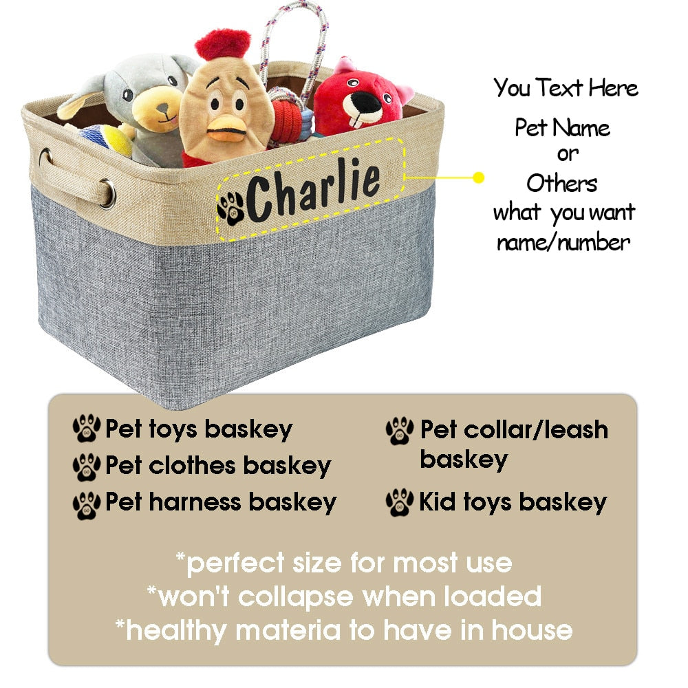 Personalized Pet Dog Toy Storage Basket Canvas