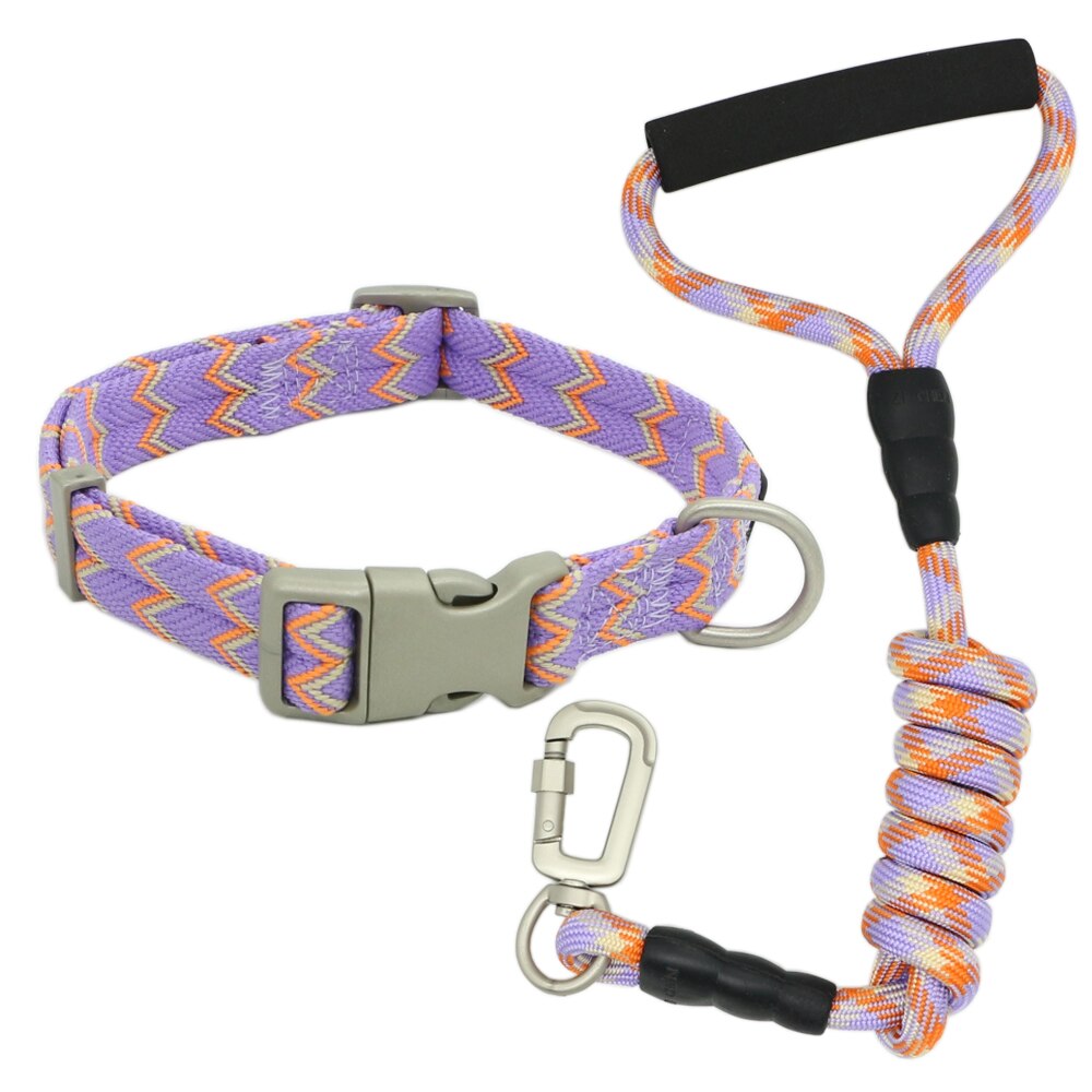 Nylon Dog Collars Leashes Adjustable S-XL