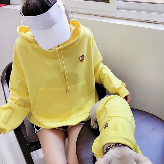 Solid Pet Hoodie and Matching Hoodie