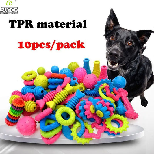 10PCS Random Toys For Small Dogs Rubber, Bite Resistant, & Teeth Cleaning