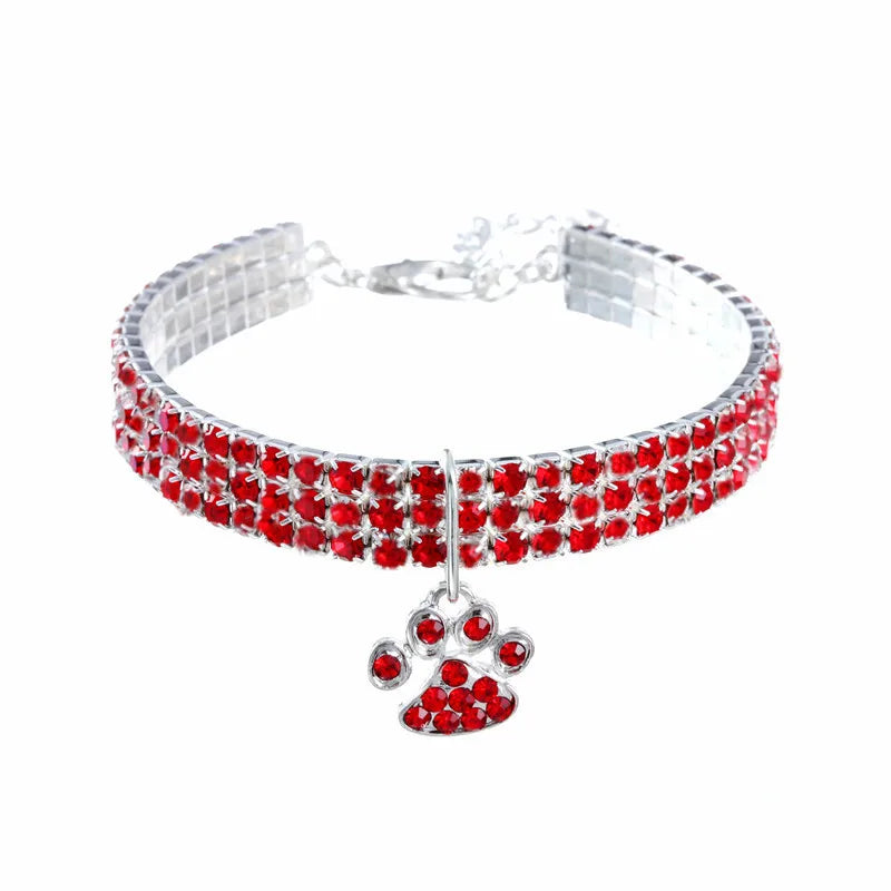 Paw Rhinestone Dog Collar