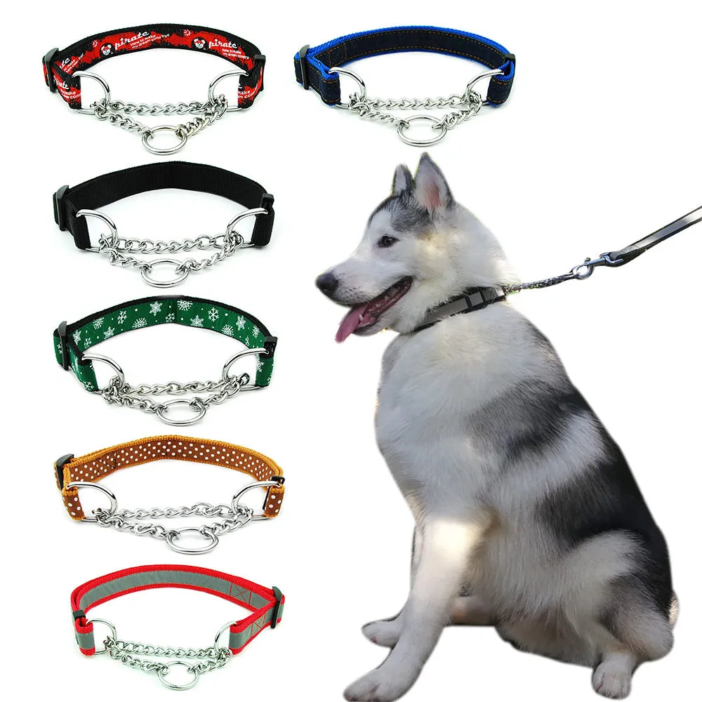 Martingal Dog Collar with Welded Link Chain for Large Dogs