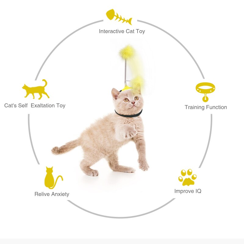 Interactive Feather Cat Collar Toy