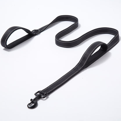 Reflective Padded Dog Leash Two Handle Durable