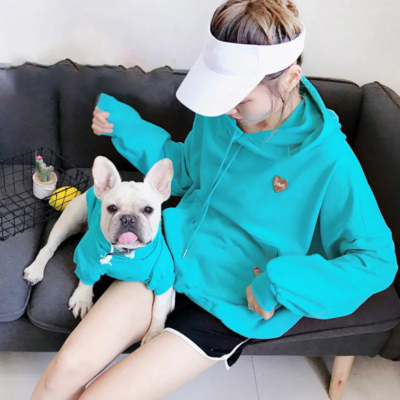 Solid Pet Hoodie and Matching Hoodie