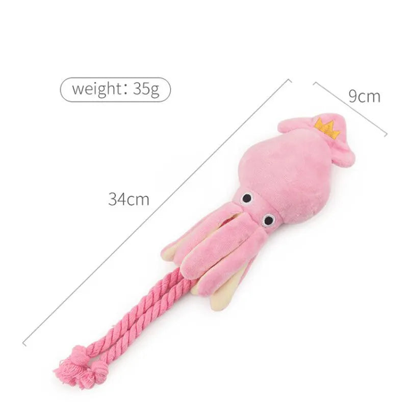 Cute Squid Small Dog Toy Sound Plush Pet Rope