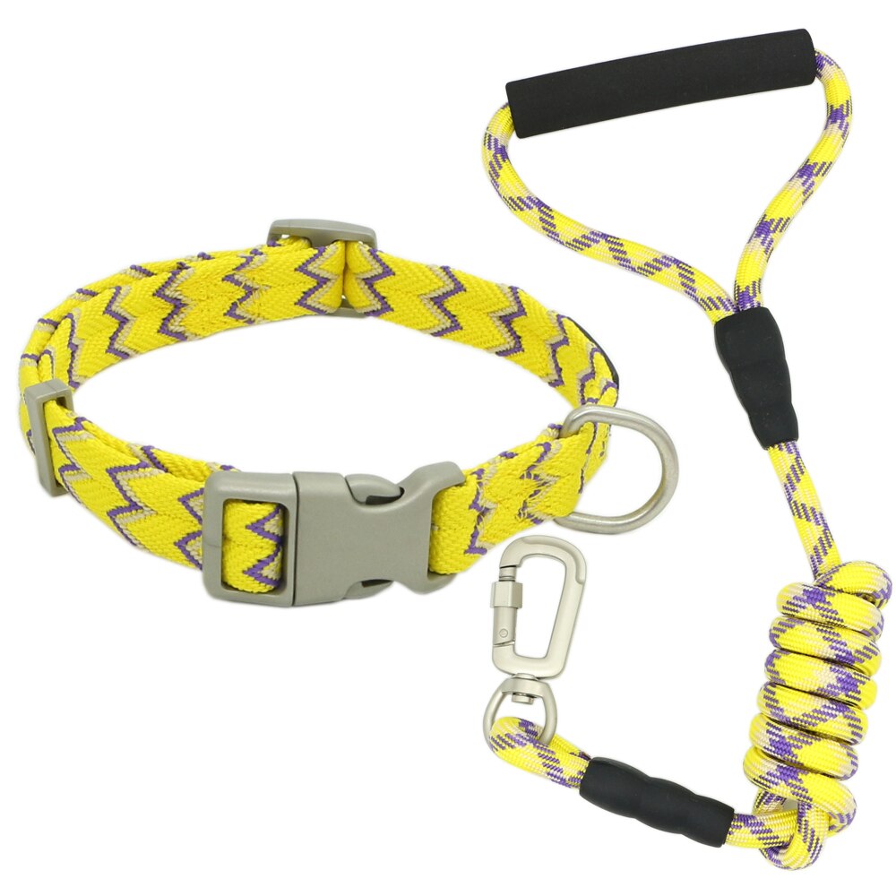 Nylon Dog Collars Leashes Adjustable S-XL