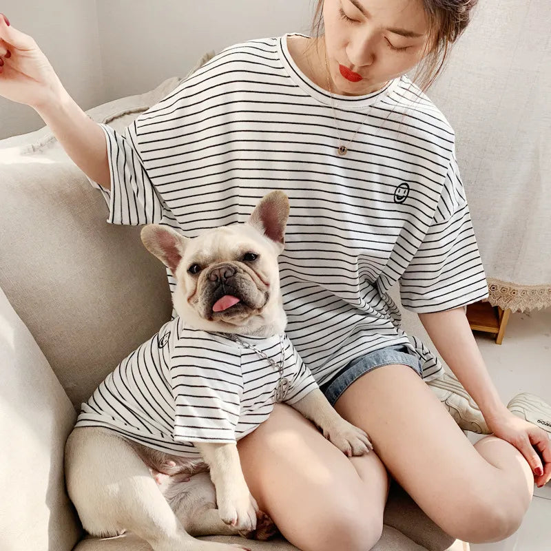 Pet Matching Clothes For Small Dogs Striped Pet Shirt