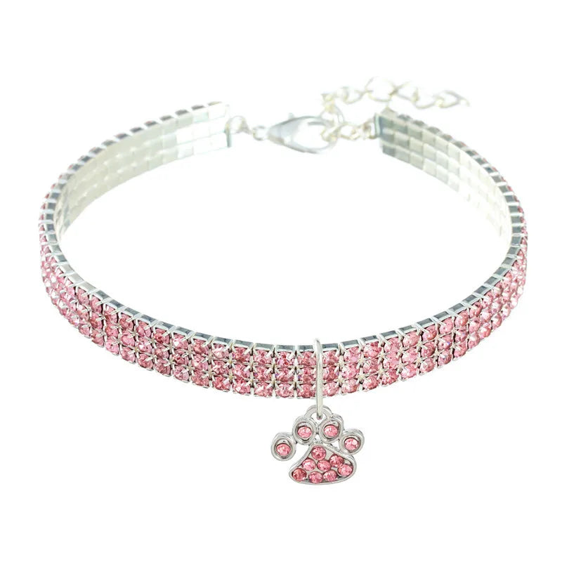 Paw Rhinestone Dog Collar