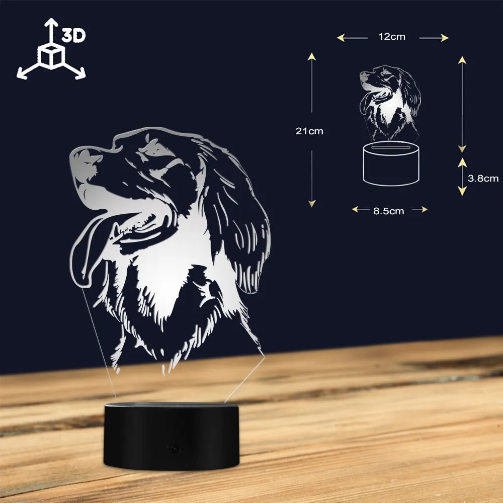 Irish Setter Animal Shape Glowing LED Night Light Modern Design Customize Name