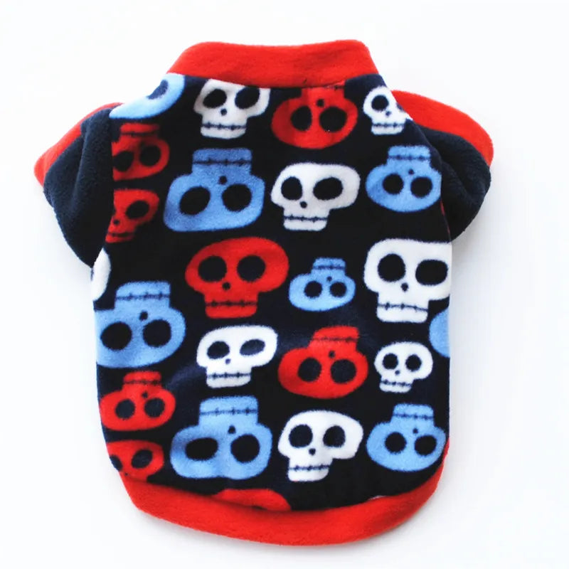 Cute Print Pet Clothes Winter Warm Fleece Pet Coat