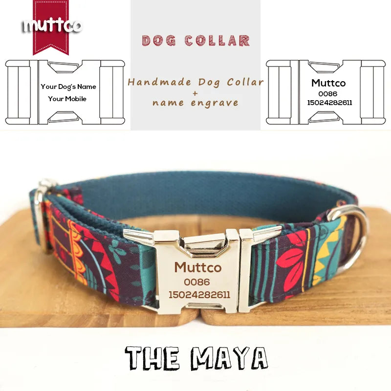 MUTTCO THE MAYA engraved pet Bow Tie Collar And Leash Set