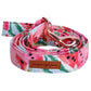 Cute Pink Dog Collar or Leash Set with Bow Tie for Big and Small Dog Cotton Fabric Collar Rose Gold Metal  Buckle  Pet Products