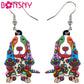 Bonsny Acrylic Floral Cartoon Basset Hound Dog Drop Earrings