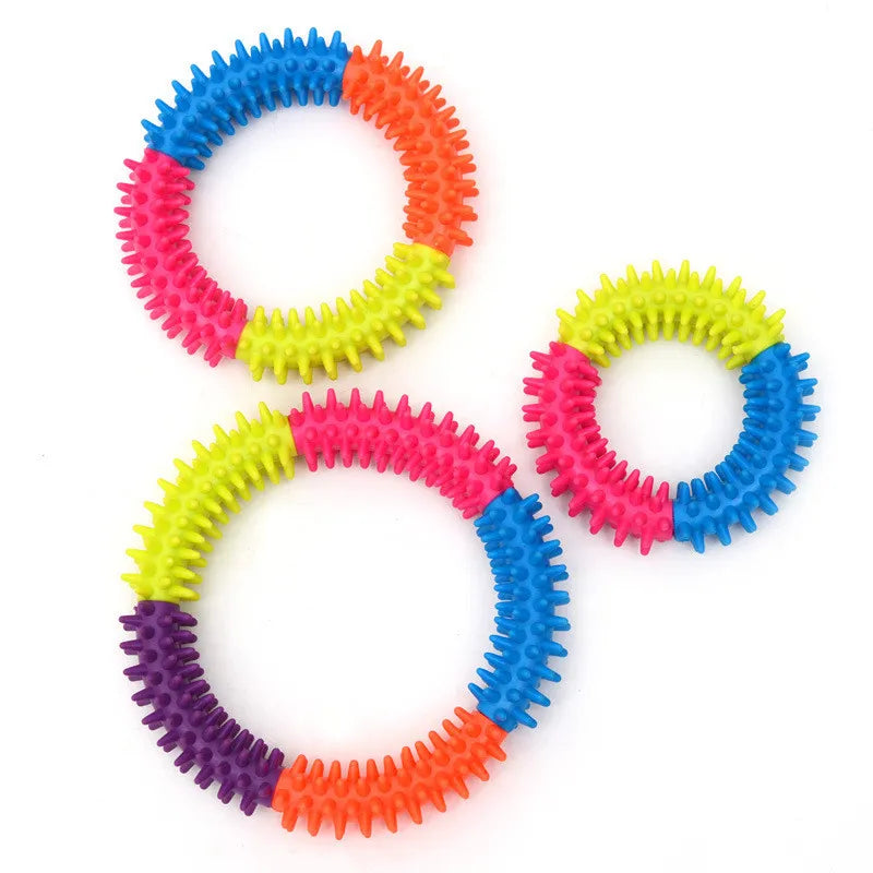 Multicolor Non-toxic Circle Rubber Pet Dog Puppy Dental Teeth Healthy Chew Biting Ring