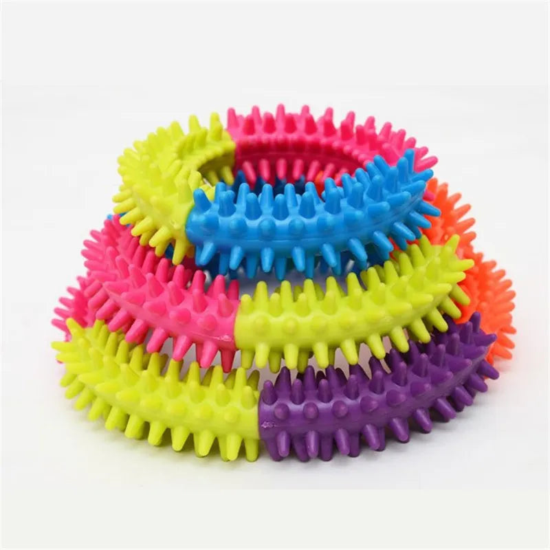 Multicolor Non-toxic Circle Rubber Pet Dog Puppy Dental Teeth Healthy Chew Biting Ring