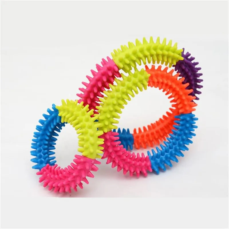 Multicolor Non-toxic Circle Rubber Pet Dog Puppy Dental Teeth Healthy Chew Biting Ring