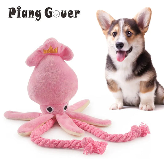 Cute Squid Small Dog Toy Sound Plush Pet Rope