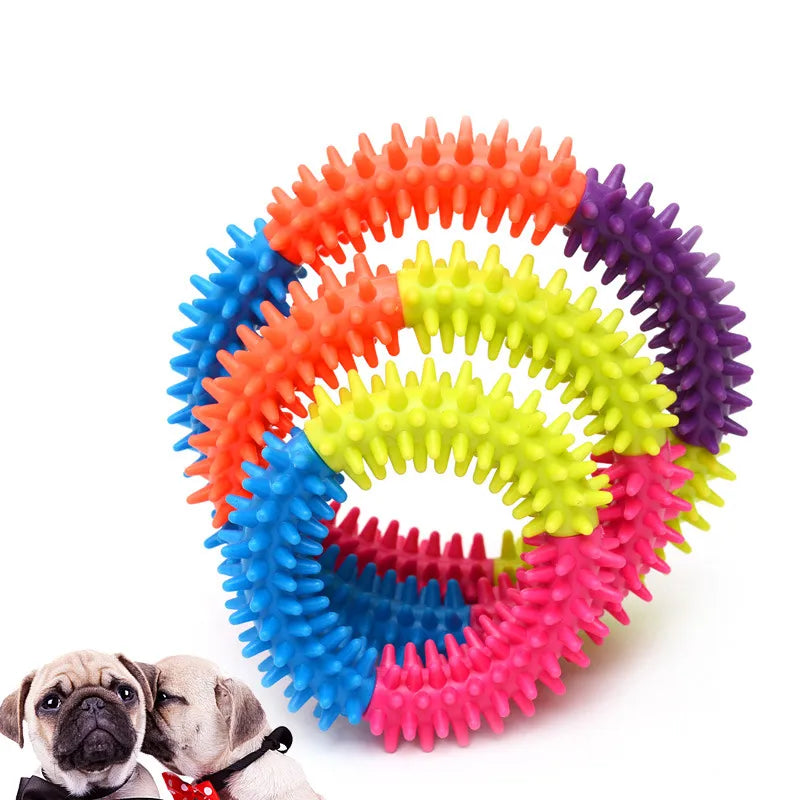 Multicolor Non-toxic Circle Rubber Pet Dog Puppy Dental Teeth Healthy Chew Biting Ring