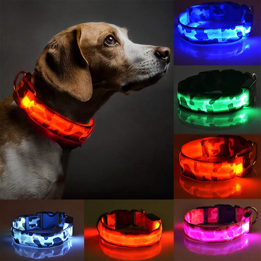 LED Dog Collar Luminous Pet Safety Camouflage Stylish Flashing