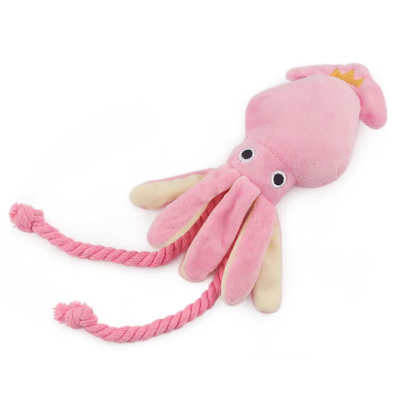 Cute Squid Small Dog Toy Sound Plush Pet Rope