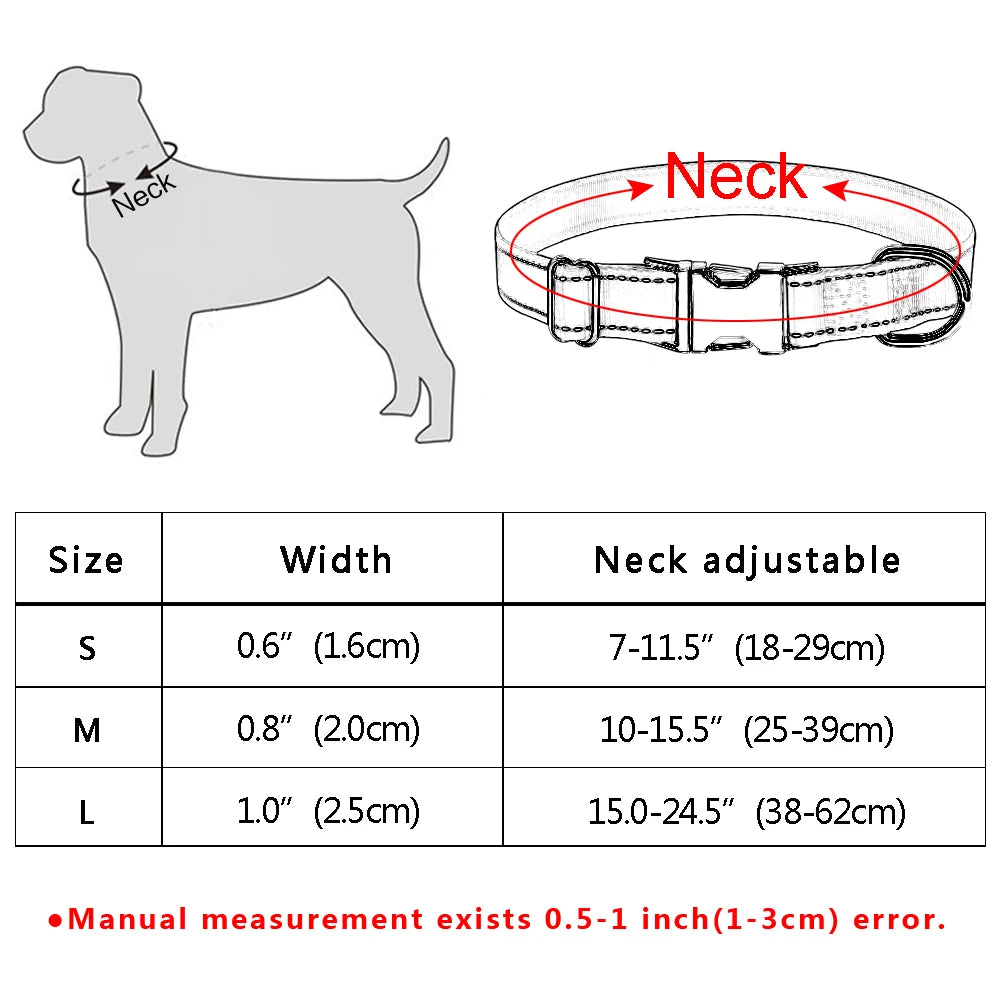 Personazlied Dog Collar Nylon Reflective