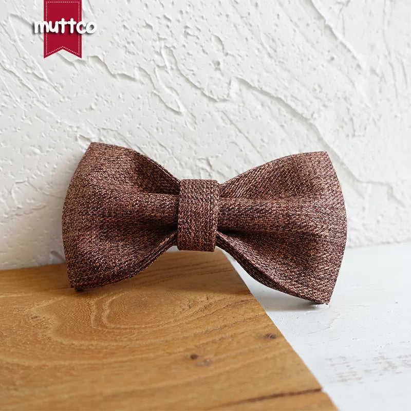 MUTTCO Collection THE BROWN SUIT Bow Tie Collar And Leash Set