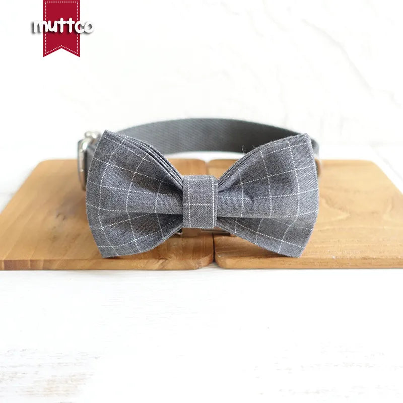 MUTTCO Collection THE SUIT PLAID Bow Tie Collar And Leash Set