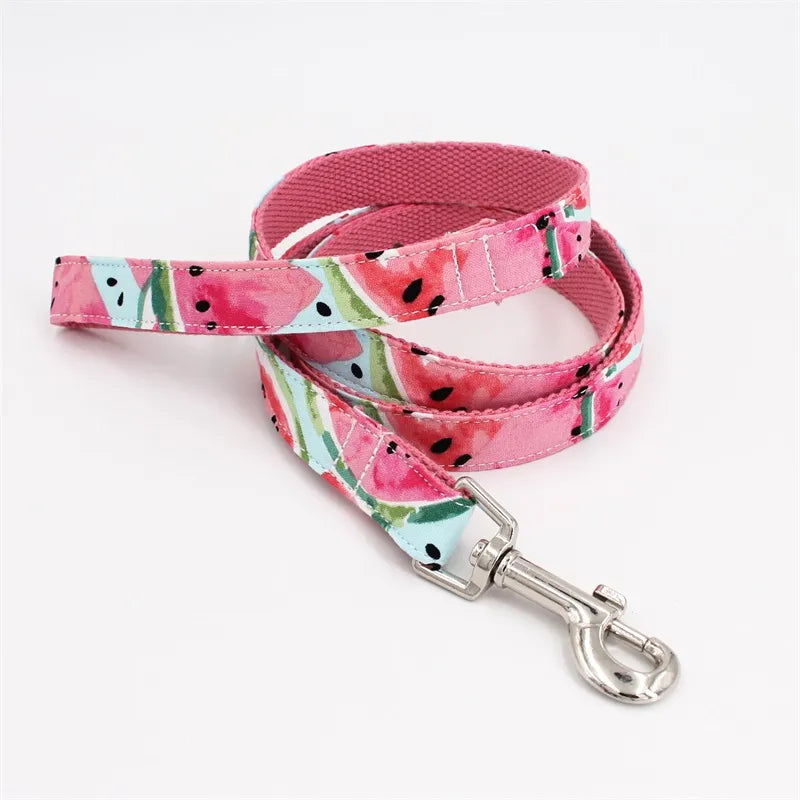 pink watermelon Dog Collar Bow Tie  with Metal Buckle Big and Small Dog&Cat Collar