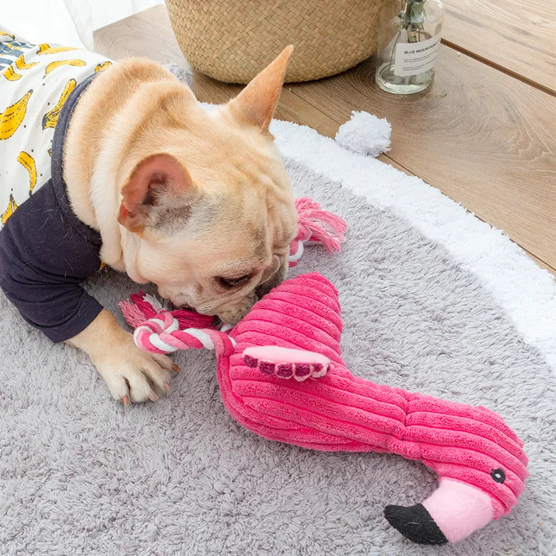 Cute Plush Flamingo Pet Squeaky Chew Toys