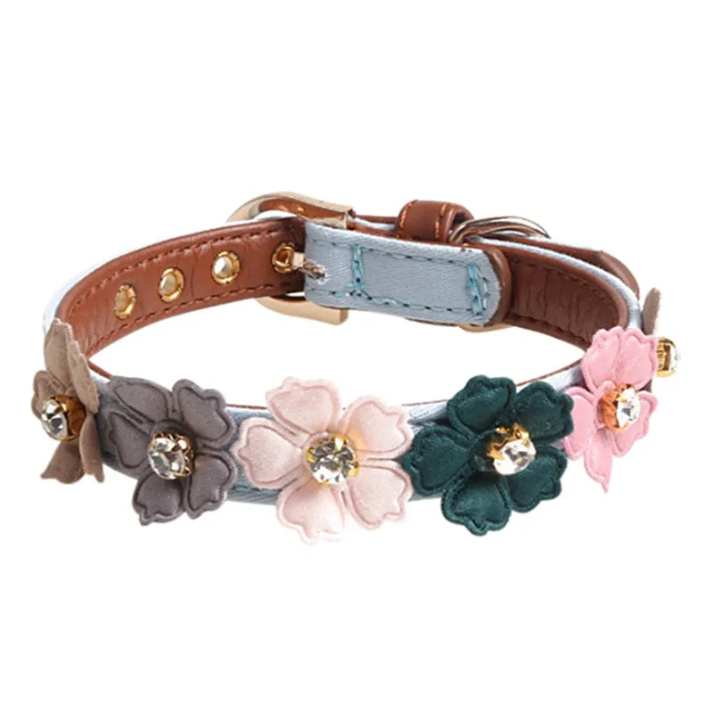 Small and Medium Flower Collar with Diamond Accents