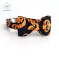 Halloween pumpkin collar and leash set with bow tie