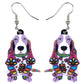 Bonsny Acrylic Floral Cartoon Basset Hound Dog Drop Earrings