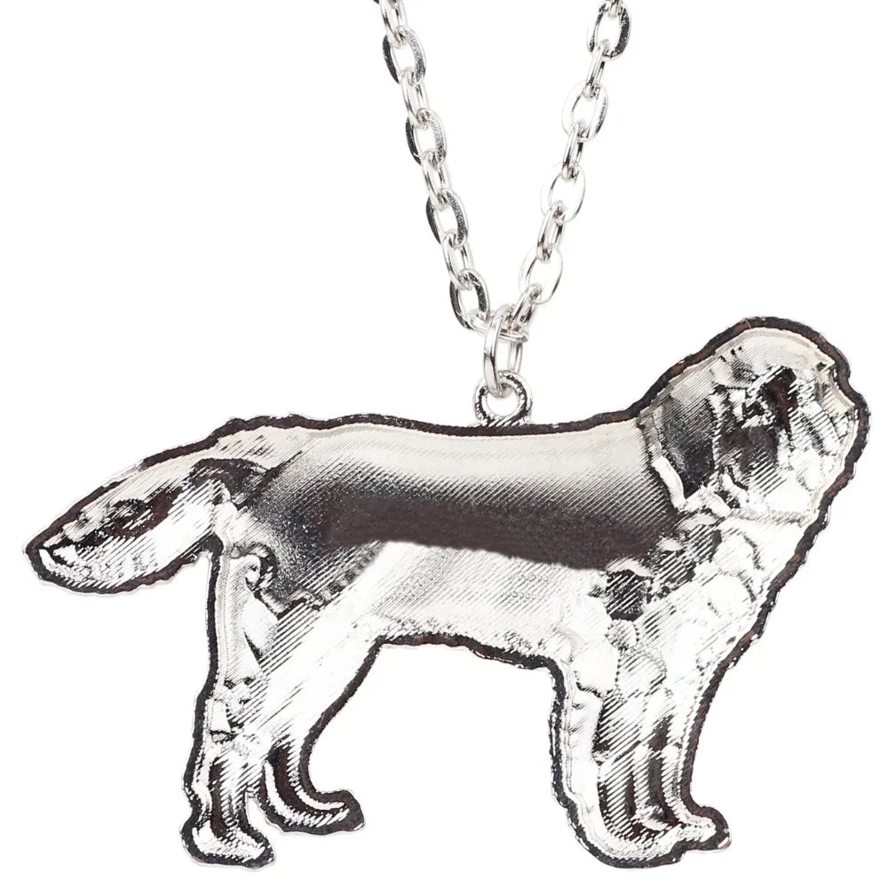 Bonsny Enamel Alloy Newfoundland Dog Necklace