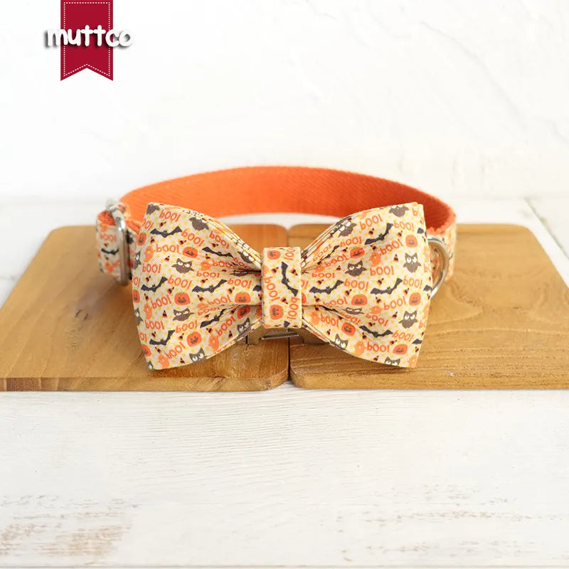 MUTTCO Collection THE HALLOWEEN Bow Tie Collar And Leash Set