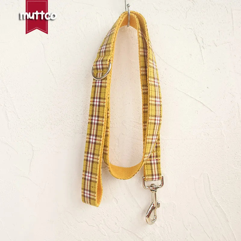 MUTTCO Collection THE LEMON PLAID Bow Tie Collar And Leash Set