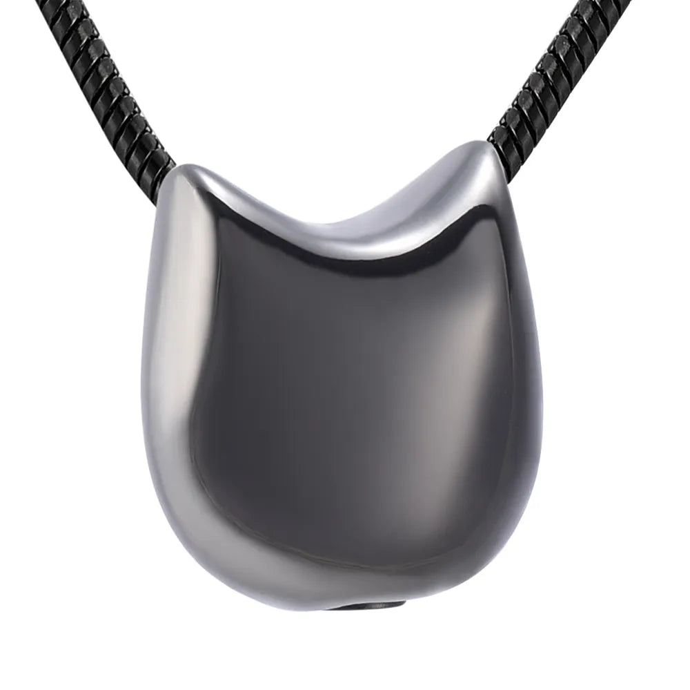 Cute Cat Shape Cremation Jewelry for Ashes - Stainless Steel Memorial Urn Pendant Necklace