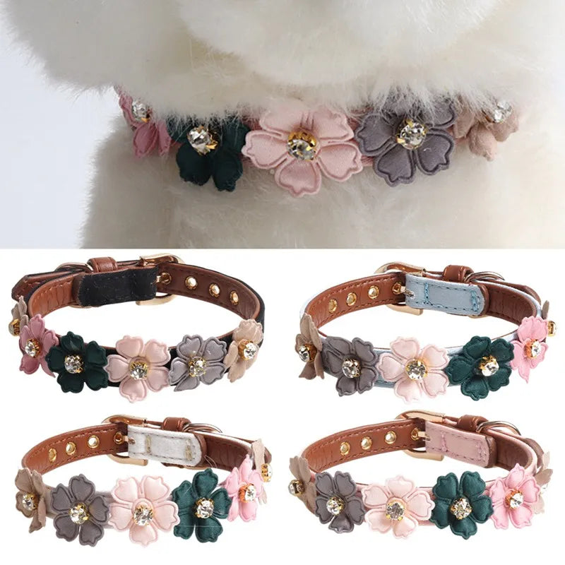 Small and Medium Flower Collar with Diamond Accents