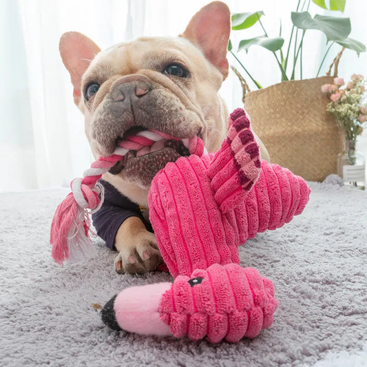 Cute Plush Flamingo Pet Squeaky Chew Toys