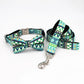 Geometry Dog collar Bow leash harness and bandana gift set