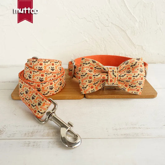 MUTTCO Collection THE HALLOWEEN Bow Tie Collar And Leash Set